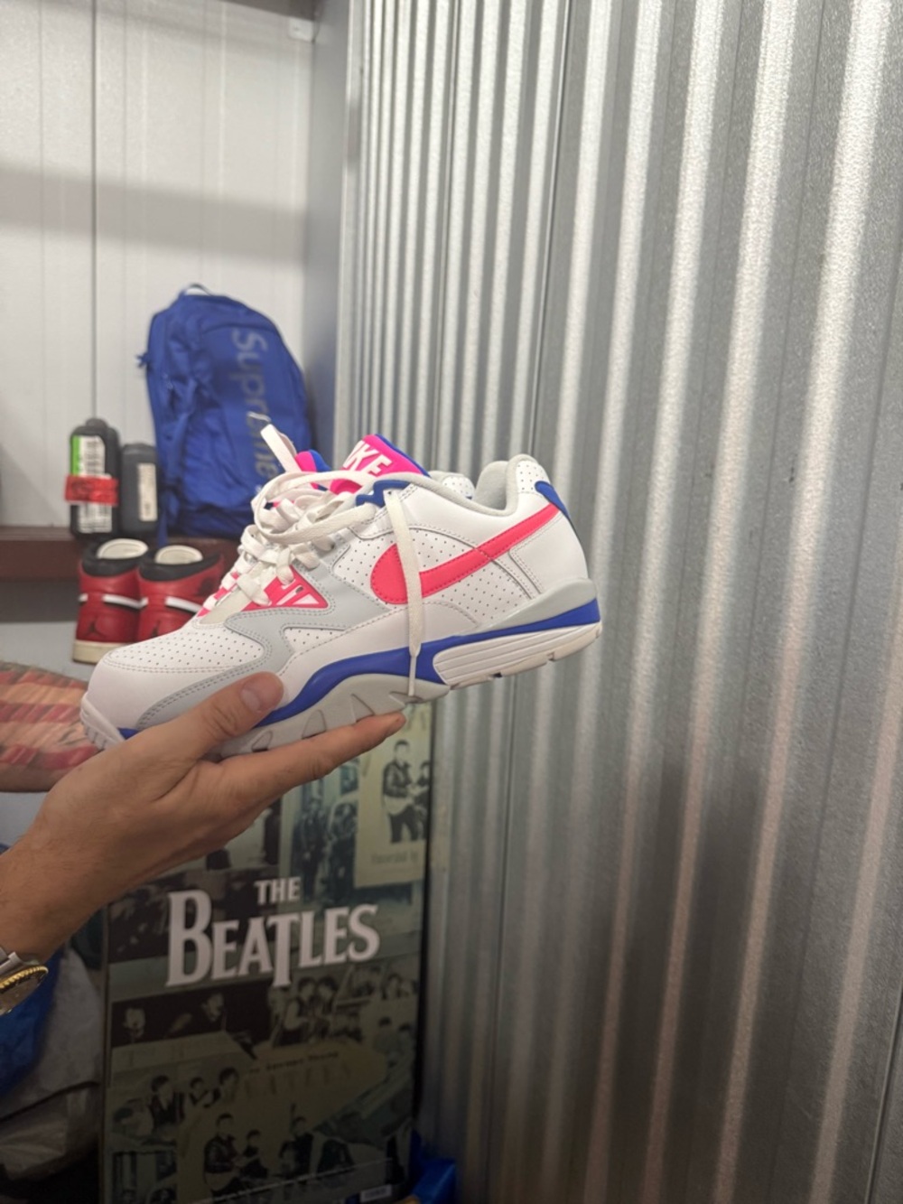 Nike White Pink Blue Retro Court Sneaker